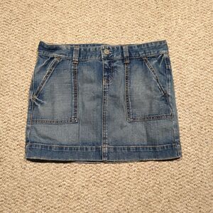 Y2K Gap 1969 Denim Mini Skirt Womens 6 Buckle Pockets Preppy Classic